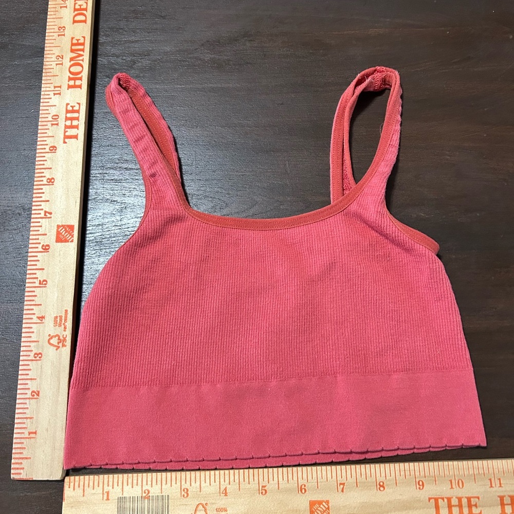 Anthropologie Pink Ribbed Crop Tank Top